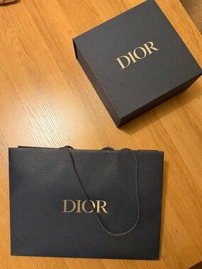 Dior Gift Bag and Magnetic Closure Flap Box with Gold Detailing